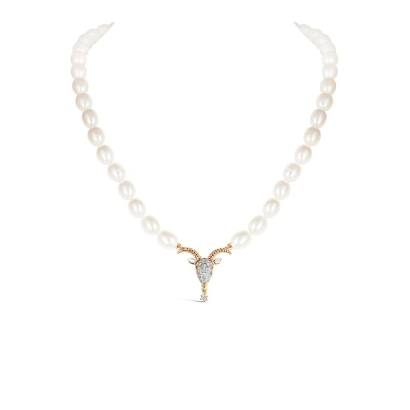 Capricorn Zodiac Oval Pearl Necklace