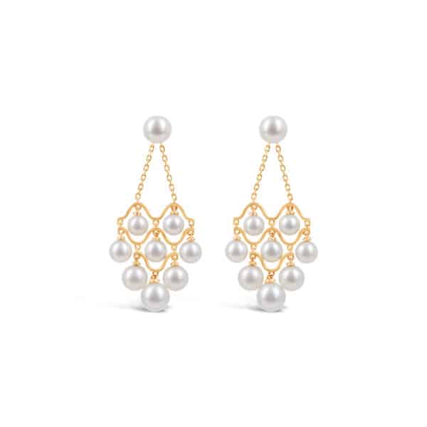 Cascade Pearl Earrings/ 14K