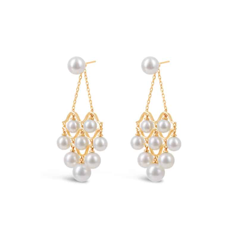 Cascade Pearl Earrings/ 14K