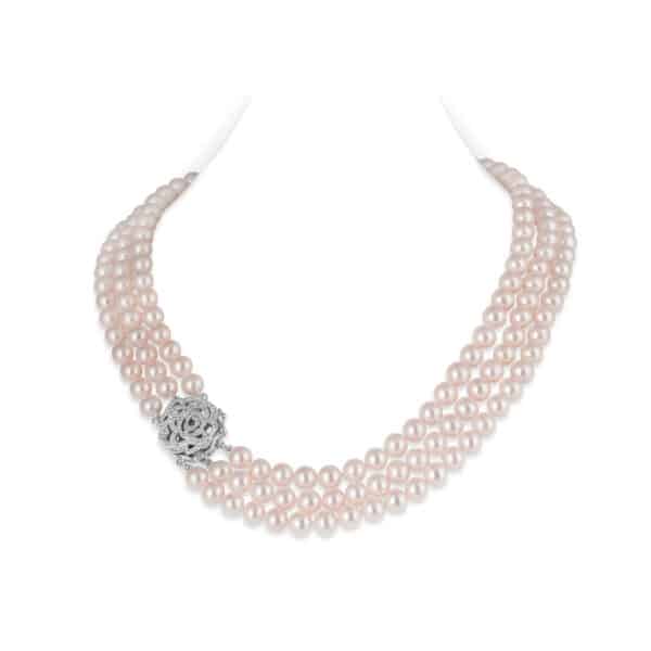 Cher 3 Strands Pearl Necklace/ Round Lavender