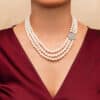 Cher 3 Strands Pearl Necklace/ Round Lavender