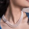 Cher 3 Strands Pearl Necklace/ Round Lavender