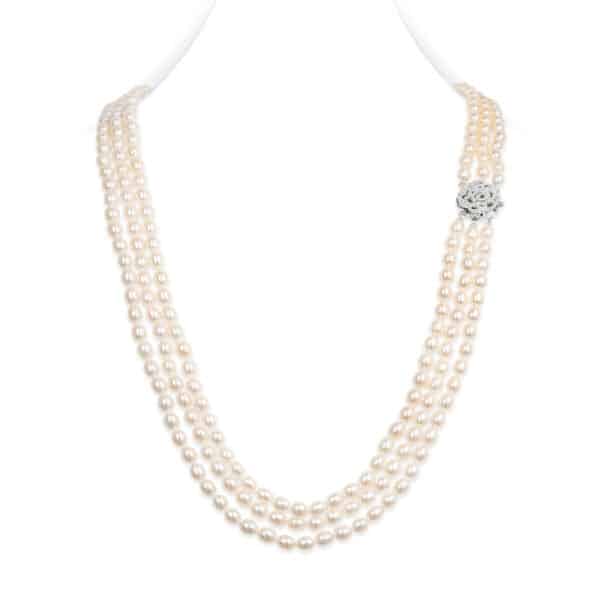 Cher 3 Strands Pearl Necklace/ Oval Lavender