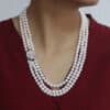 Cher 3 Strands Pearl Necklace/ Round white