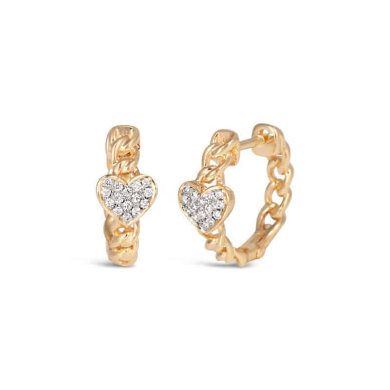 Diamond Heart Huggies