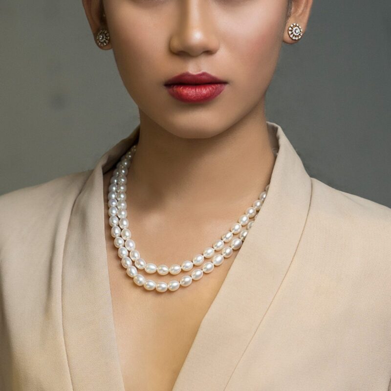 Lily Double Strands Oval Pearl Necklace