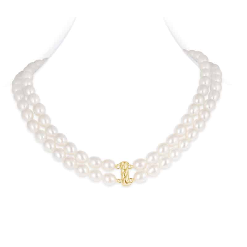 Diana Double Oval Pearl Necklace (Tube Clasp)