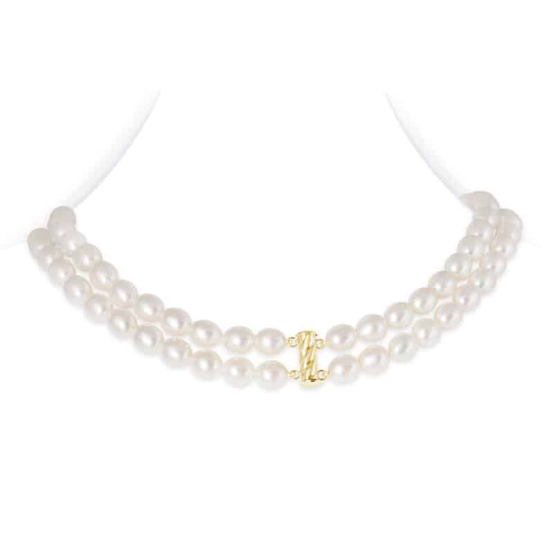 Diana Double Oval Pearl Necklace (Tube Clasp)