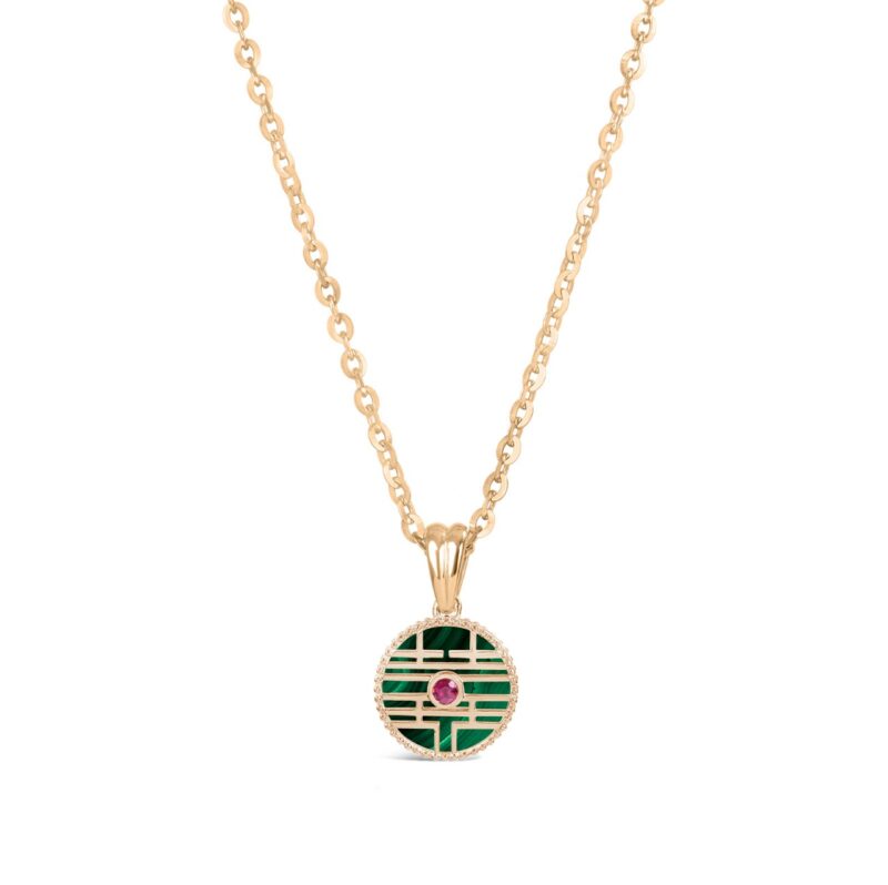 Double Happiness Pendant - Ruby + Malachite