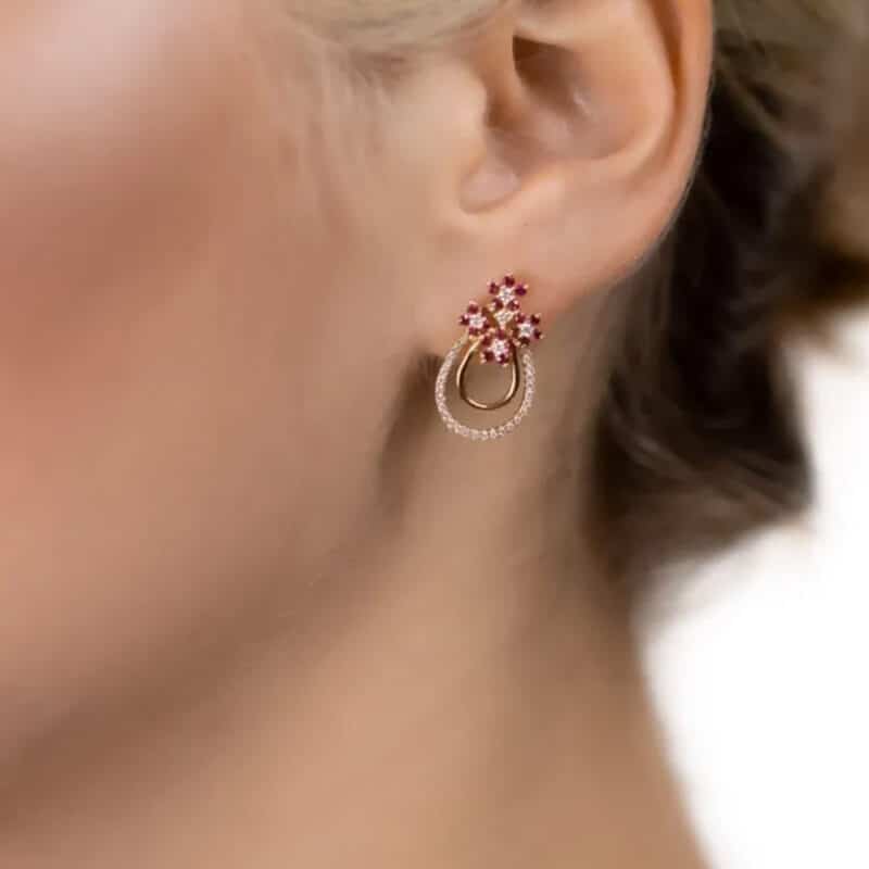 Drop Ruby Blossom Earrings.