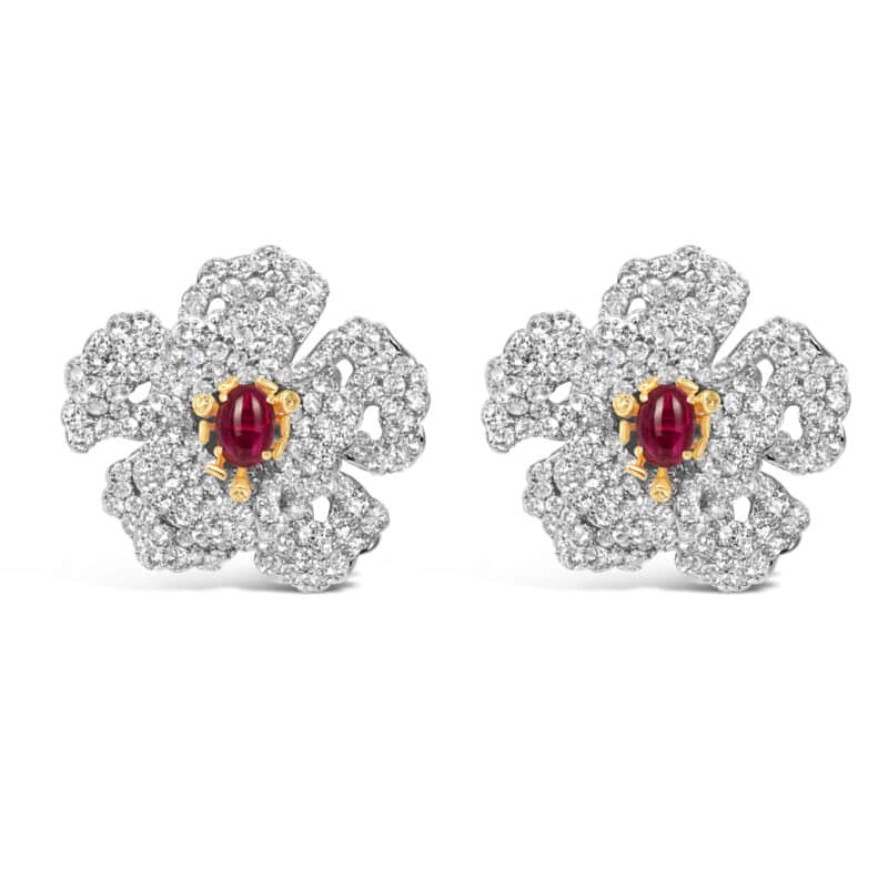 Exquisite Silver Pave Ruby Earring