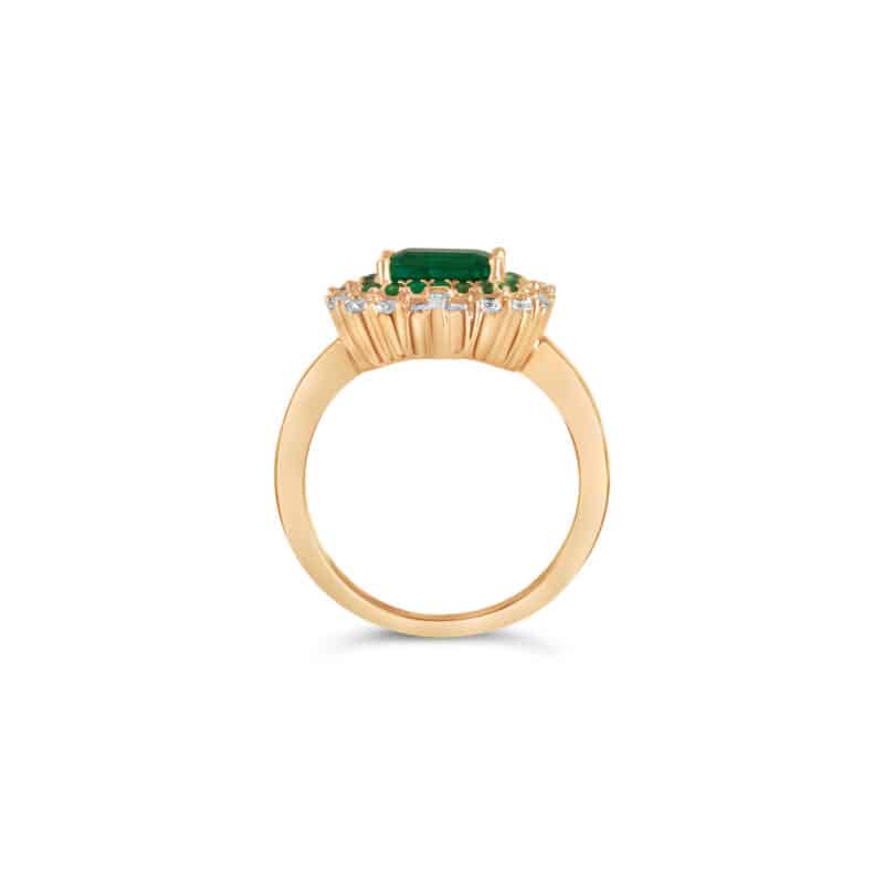 Emerald  Diamond Double Row Ring