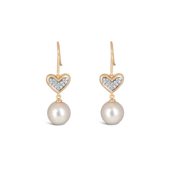 Everlasting Love Earrings with Round Pearl Drop / Large