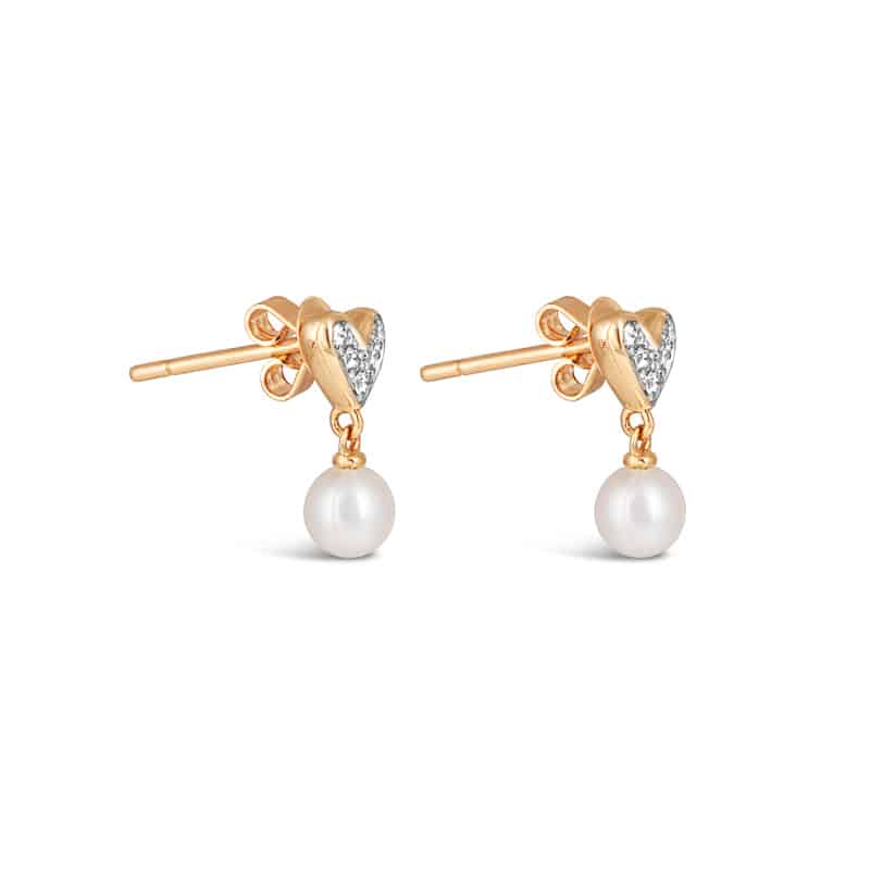 Everlasting Love Earrings with Round Pearl Drop/ Small size
