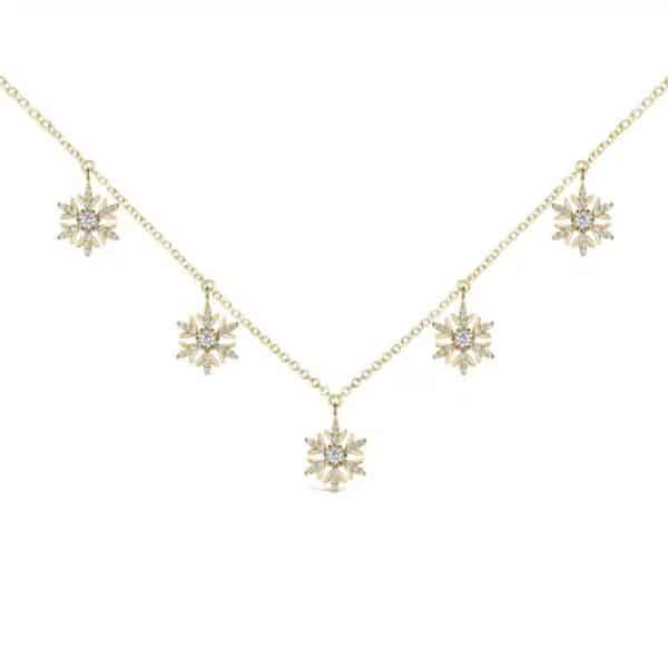 Five Snowflake Diamond Necklace