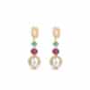 Golden Pearl Ruby Emerald Danglers