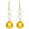 Golden South Sea Pearl and Chain Danglers