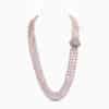 Greta 3 strand Lavender Oval Pearl necklace/ Diamond 26 inches