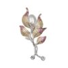 Exquisite Silver Pave Flower & Pearl Brooch – KN