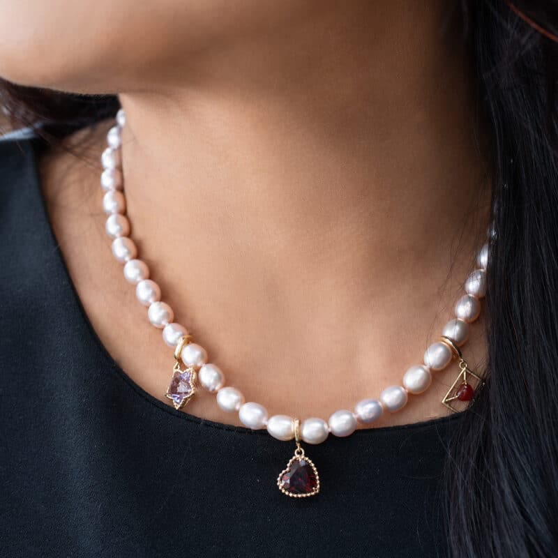 Heart Beat Charm / Pendant - Garnet