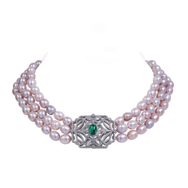 Helena Choker Necklace / Oval Lavender /Green Clasp