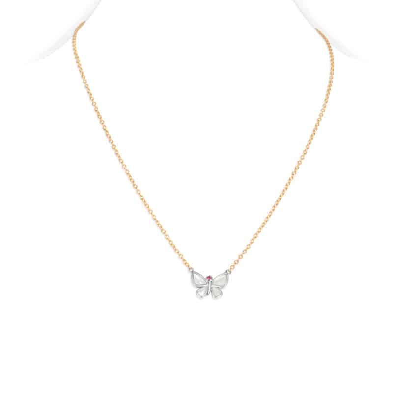 Hope Butterfly Necklace / Mother of Pearl and Ruby