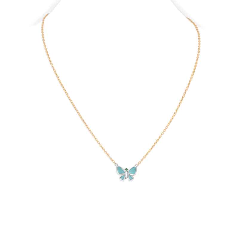 Hope Butterfly Necklace / Turquoise and Tsavorite