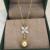 Kate Diamond and Golden Pearl Pendant/ South Sea Pearls