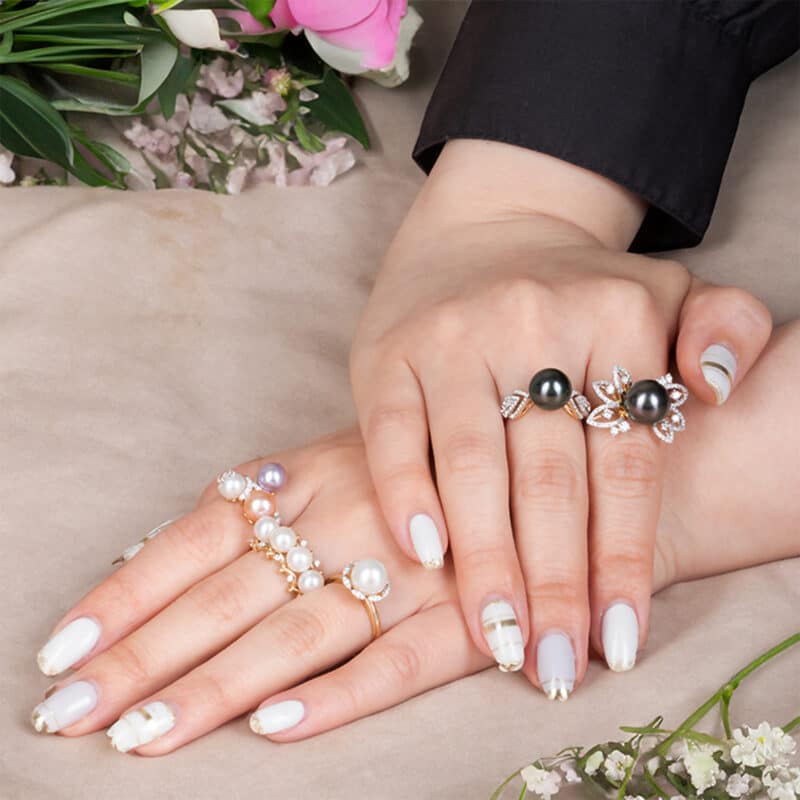Ila Pearl and Diamond Ring