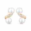 Iridescent Double Pearl Diamond Drop Earrings