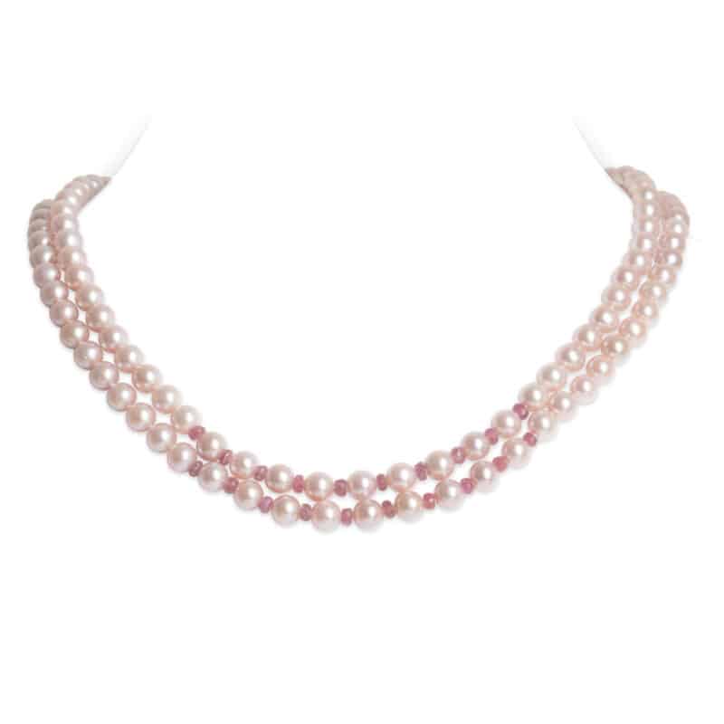 Jackie Lavender Double Strand Necklace with Ruby