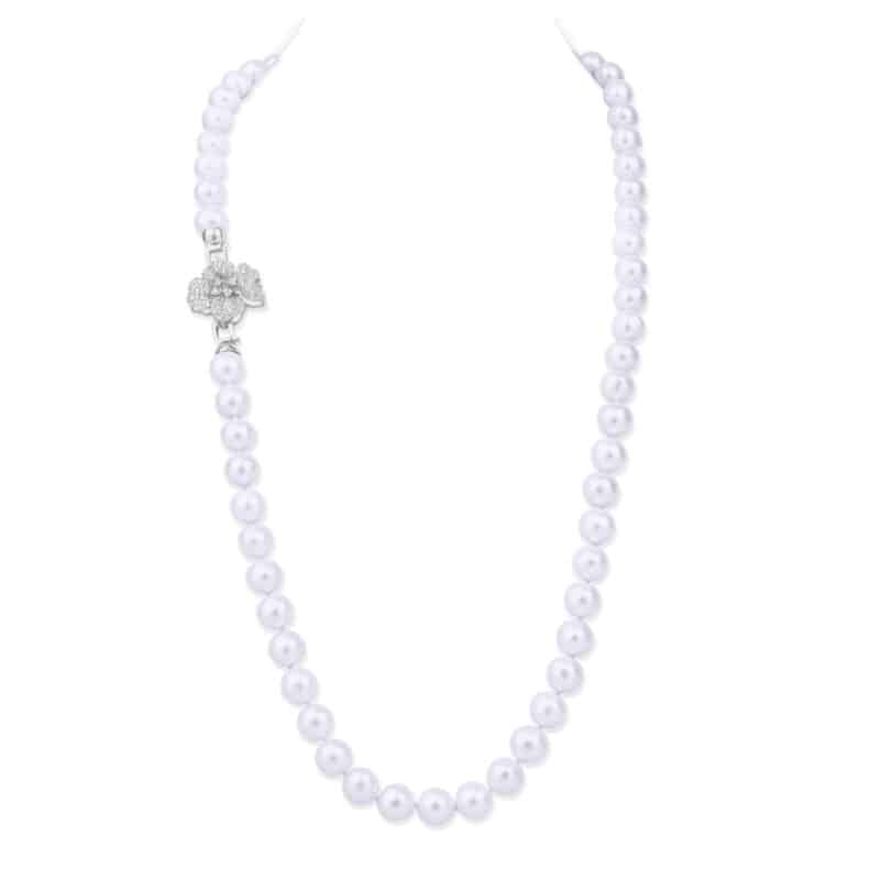 Jenna Flower Round Pearl Necklace / 26 Inches