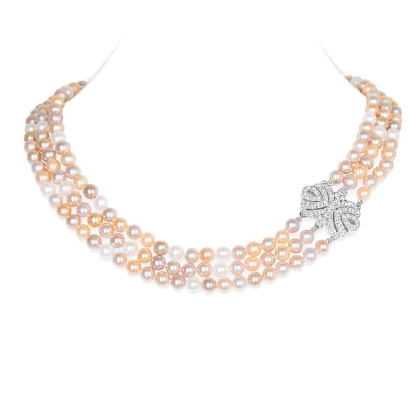 Joyce 3 Strands Multi-Colour Pearl Necklace