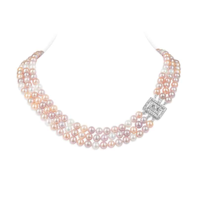 Kamala 3 Strands Multi-Colour Pearl Necklace