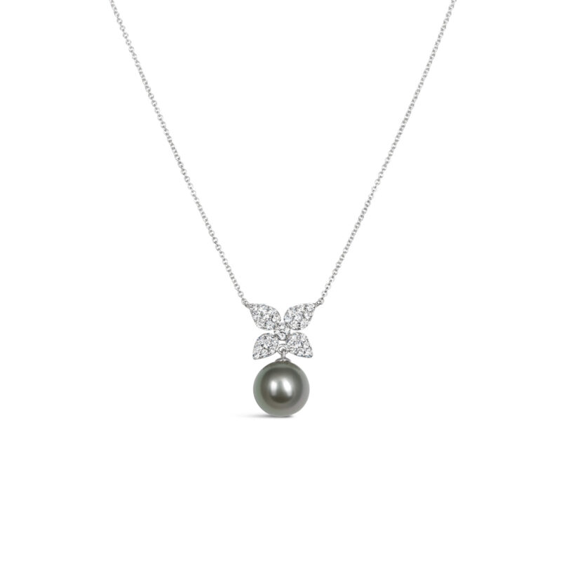 Kate Diamond Pearl Necklace / Tahitian / WG
