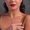 L'amour Tanzanite Diamond Double Halo Necklace