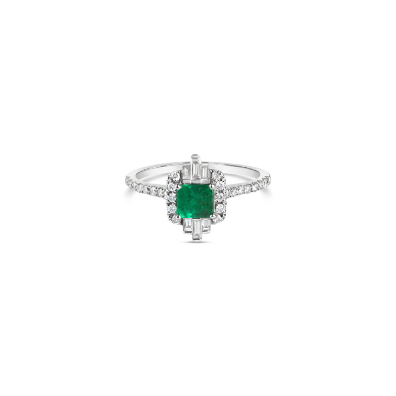 La Belle Emerald White Gold Ring