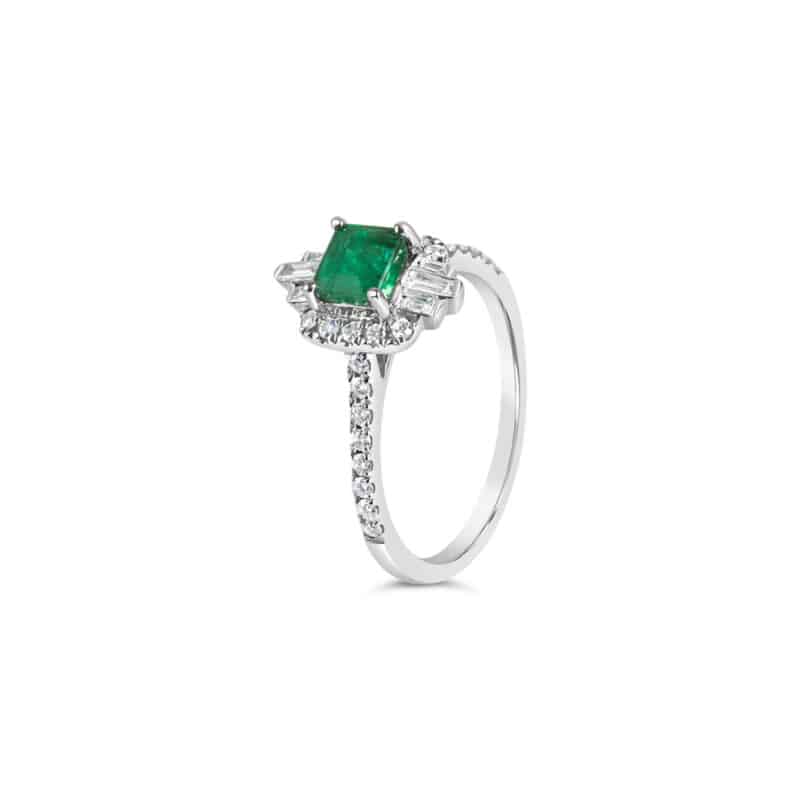 La Belle Emerald White Gold Ring