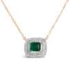 La Vie Emerald Diamond Necklace/ Double Halo
