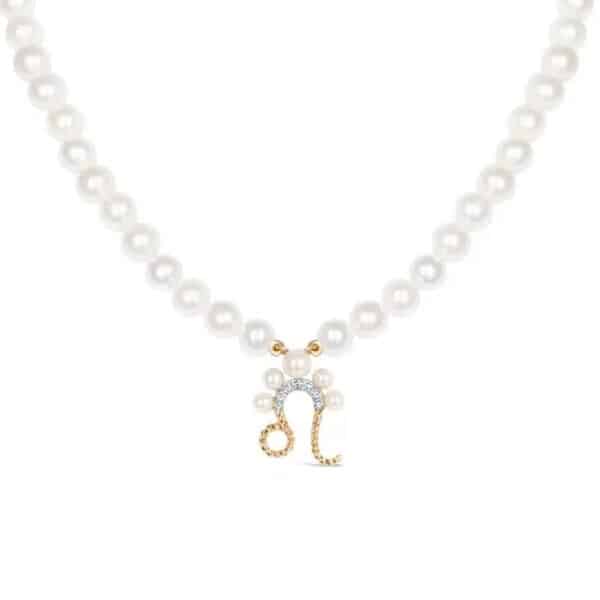 Leo Zodiac Oval Pearl Necklace