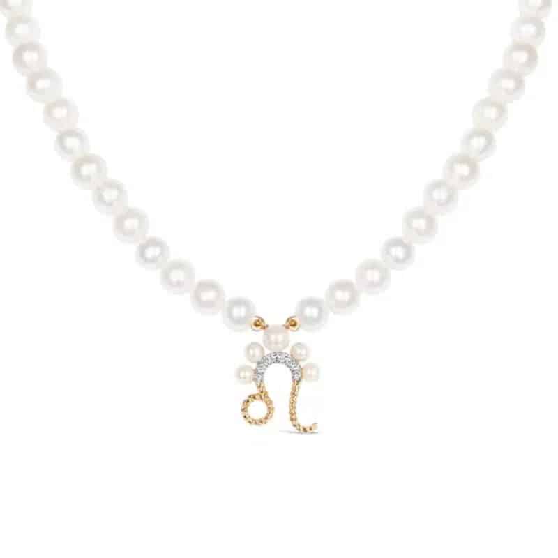 Leo Zodiac Oval Pearl Necklace