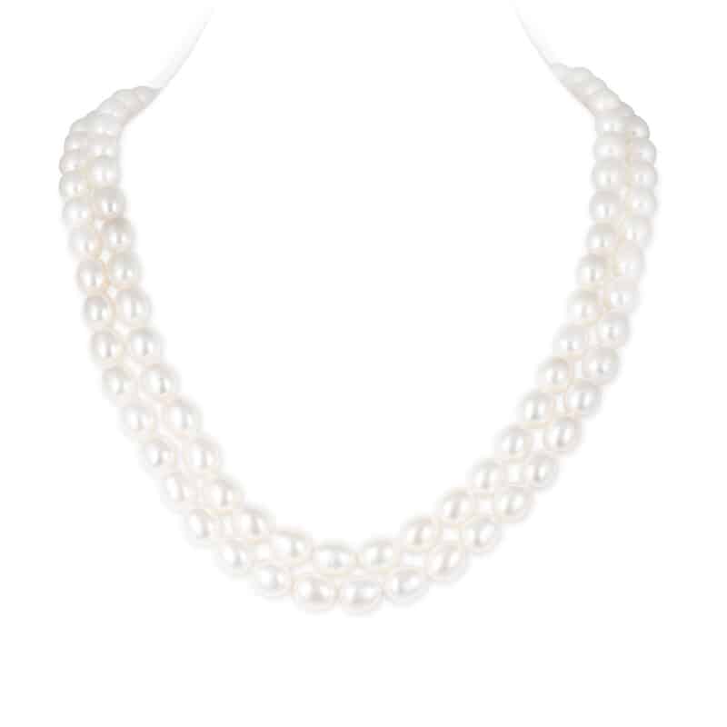 Lily Double Strands Oval Pearl Necklace