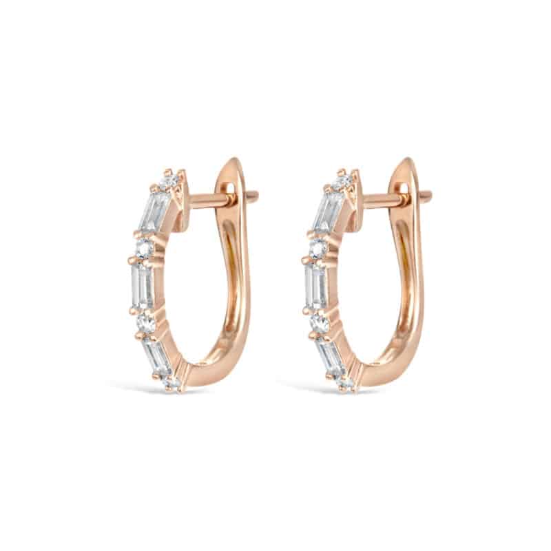 Line Pave Diamond Single Hoop