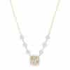 Luminous Diamond and Pearl Square Necklace