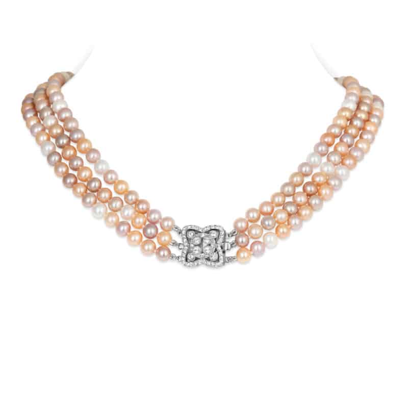 Lydia 3 Strands Multi-Colour Pearl Necklace