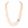 Marie 3 Strands Lavender Peach Oval Pearl Necklace