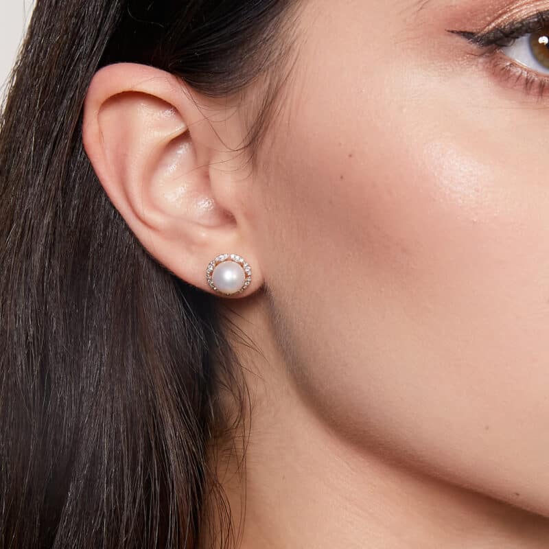 Mira Pearl and Diamond Earrings