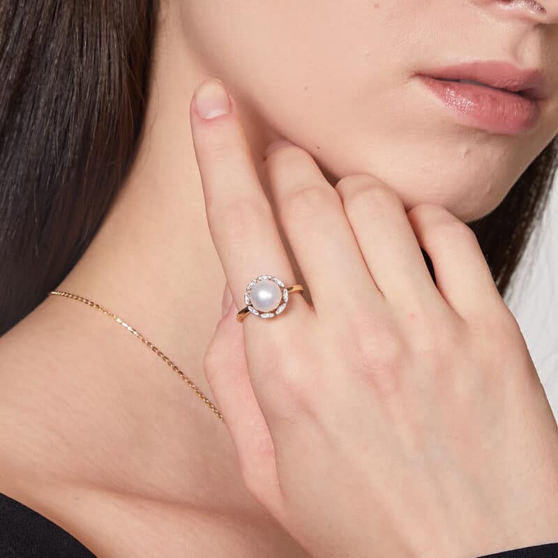 Mira Pearl and Diamond Ring