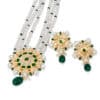 Noor Green Long Pearl Necklace + Earring Polki Set C