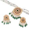 Noor Green Long Pearl Necklace + Earring Polki Set D